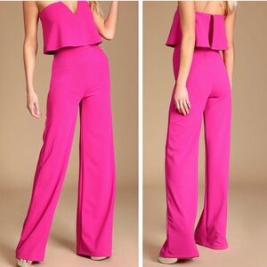 Lulus Power of Love Magenta Strapless Jumpsuit Size Small (stretchy) NWOT